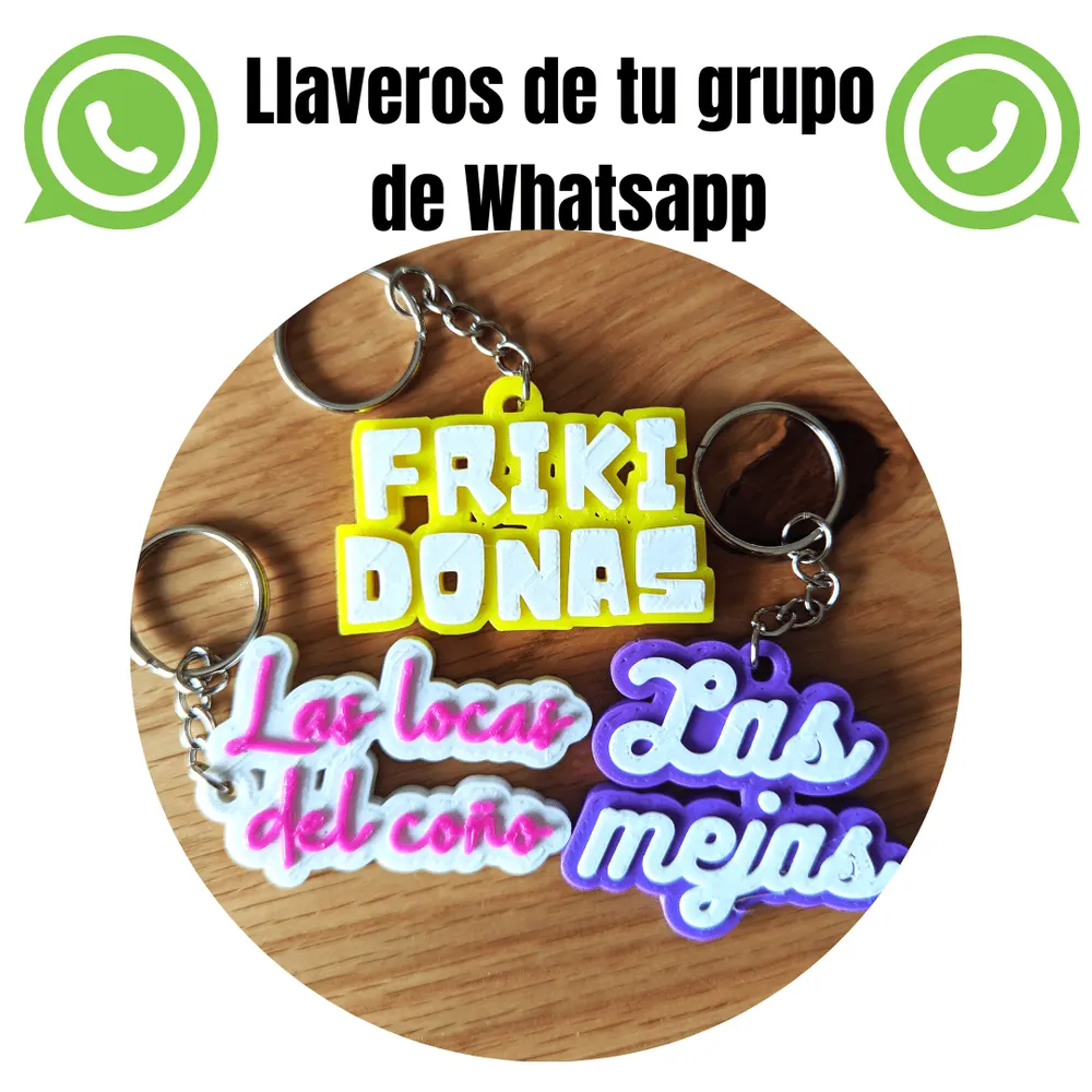 Llaveros impresos en 3D personalizados para un grupo de amigos