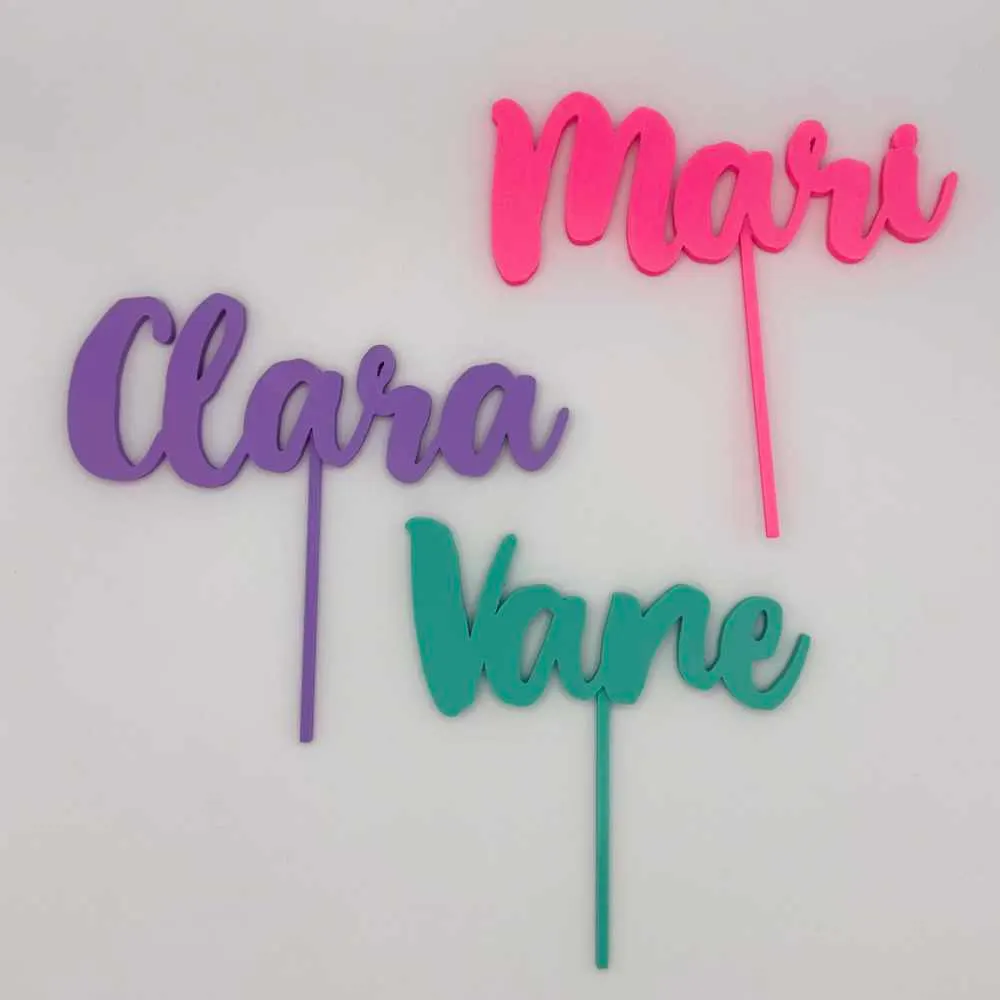 Topper de tarta impreso en 3D con nombre