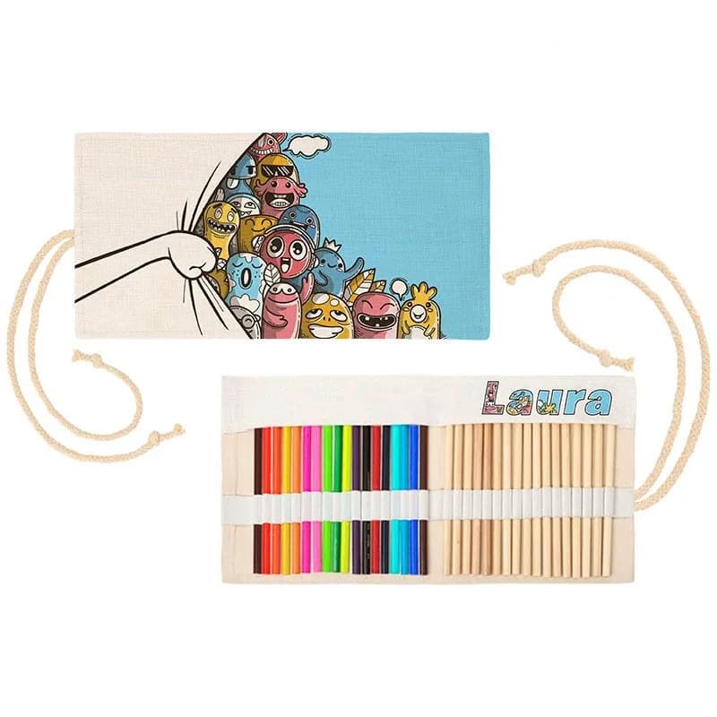 Estuche para lápices enrollable de tela