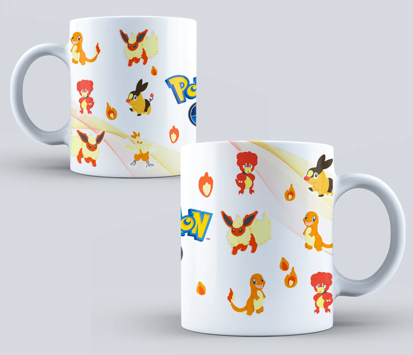 Taza Pokémon Tipo Fuego Blanco