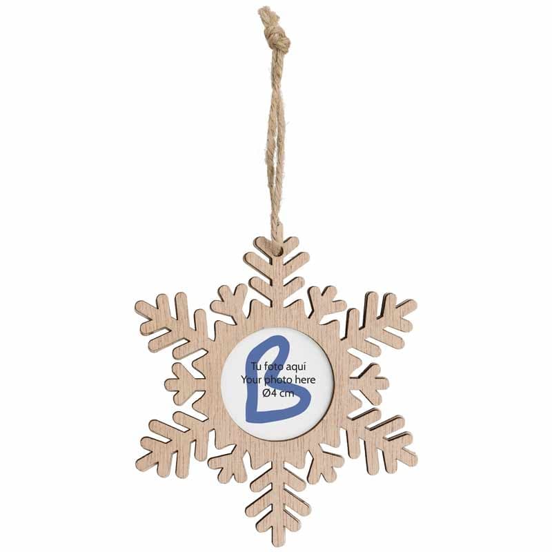 Adornos colgantes portafotos navideños - Madera natural
